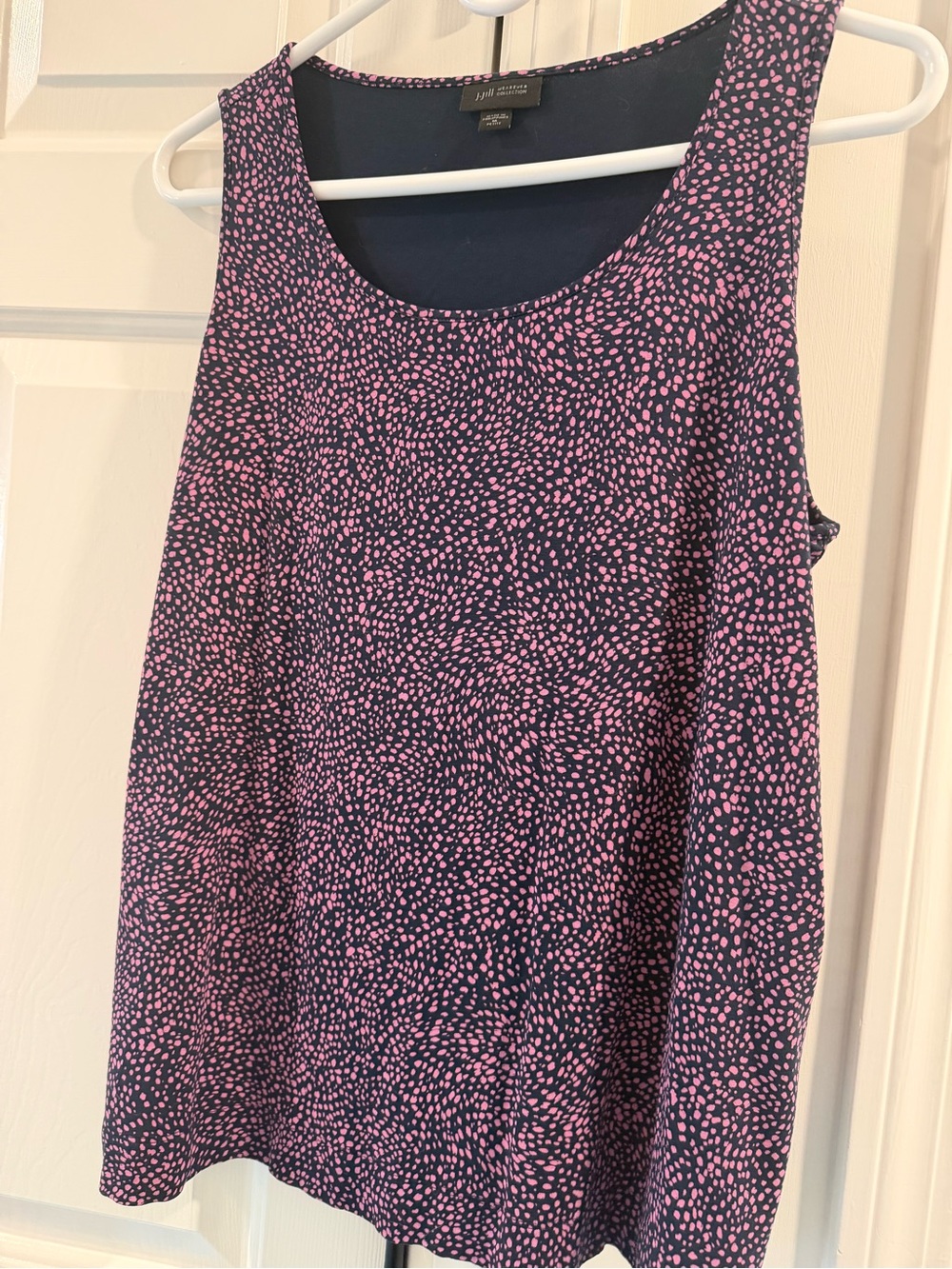Ann Taylor Navy Tank Top with Pink Spot Print
